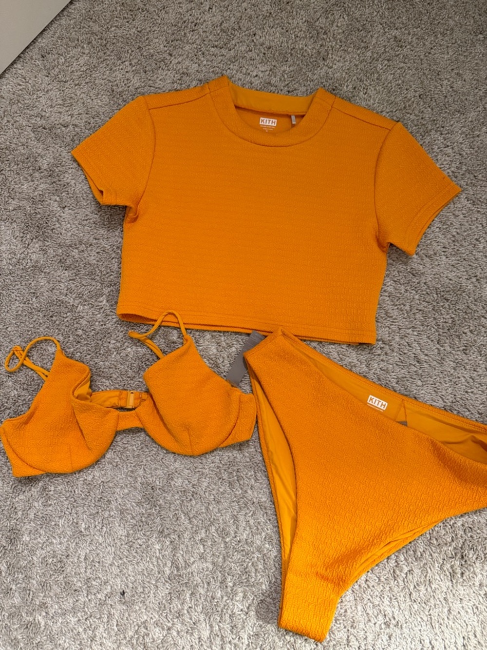 Kith Orange Textured Three-Piece Swim Set